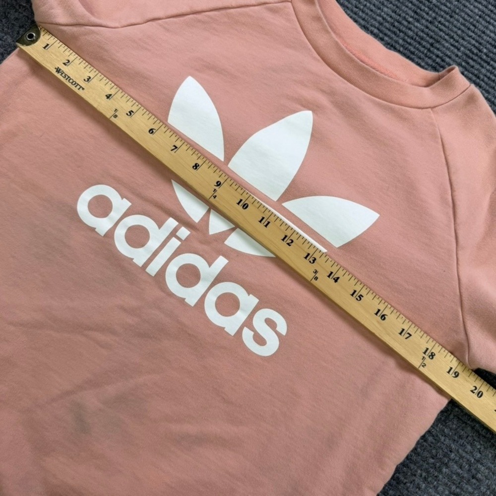 Adidas Originals Trefoil Sweatshirt Salmon Pink Crewneck Womens Medium‎ Raglan - Picture 7 of 10